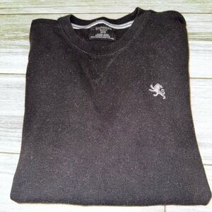 VINTAGE Express Waffle Knit Long Sleeve Black Crew Neck Men's T-Shirt Size M